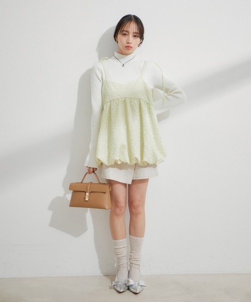 VIS（ビス）の「ジャガードバルーンリボンキャミソール（キャミソール・レディース・ブラック/ライトグリーン・FREE）」の16枚目の写真