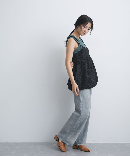 VIS（ビス）の「ジャガードバルーンリボンキャミソール（キャミソール・レディース・ブラック/ライトグリーン・FREE）」の22枚目の写真