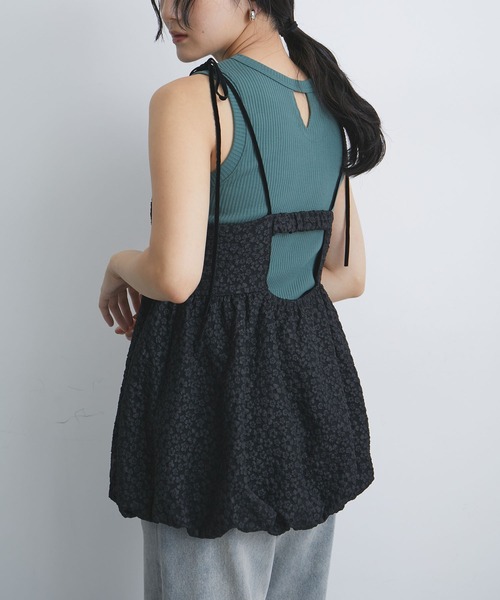 VIS（ビス）の「ジャガードバルーンリボンキャミソール（キャミソール・レディース・ブラック/ライトグリーン・FREE）」の21枚目の写真