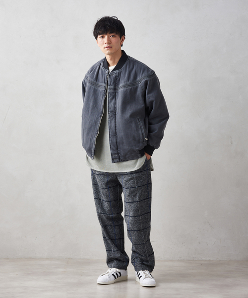 JOURNAL STANDARD relume(ジャーナルスタンダード レリューム)の「ウールボンディング チェックイージーパンツ(その他パンツ・メンズ・ブラック/チャコールグレー/ベージュ・LARGE/MEDIUM)」の5枚目の写真