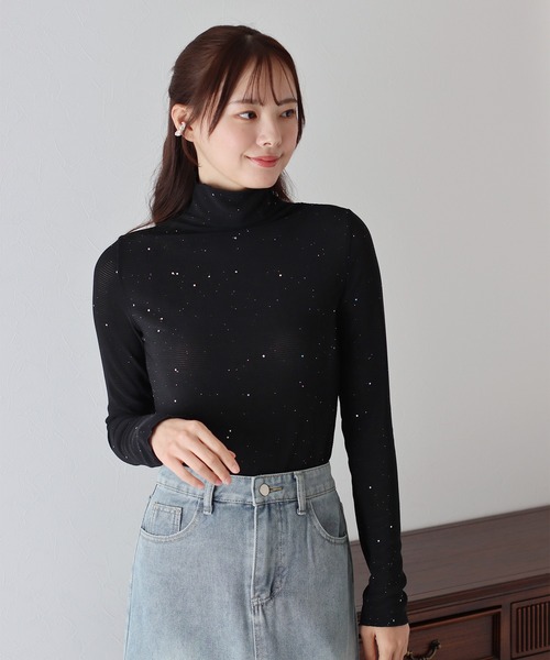 BLUEEAST（ブルーイースト）の「ラメシアートップス（Tシャツ/カットソー・レディース・ベージュ/ホワイト/ブラウン/ブラック・MEDIUM）」の7枚目の写真