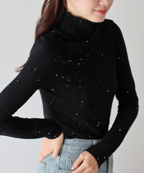 BLUEEAST（ブルーイースト）の「ラメシアートップス（Tシャツ/カットソー・レディース・ベージュ/ホワイト/ブラウン/ブラック・MEDIUM）」の8枚目の写真