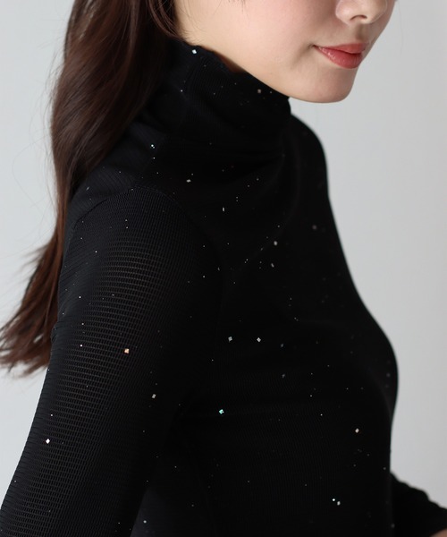 BLUEEAST（ブルーイースト）の「ラメシアートップス（Tシャツ/カットソー・レディース・ベージュ/ホワイト/ブラウン/ブラック・MEDIUM）」の9枚目の写真