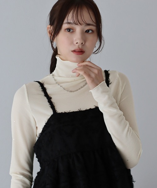 BLUEEAST（ブルーイースト）の「ラメシアートップス（Tシャツ/カットソー・レディース・ベージュ/ホワイト/ブラウン/ブラック・MEDIUM）」の20枚目の写真