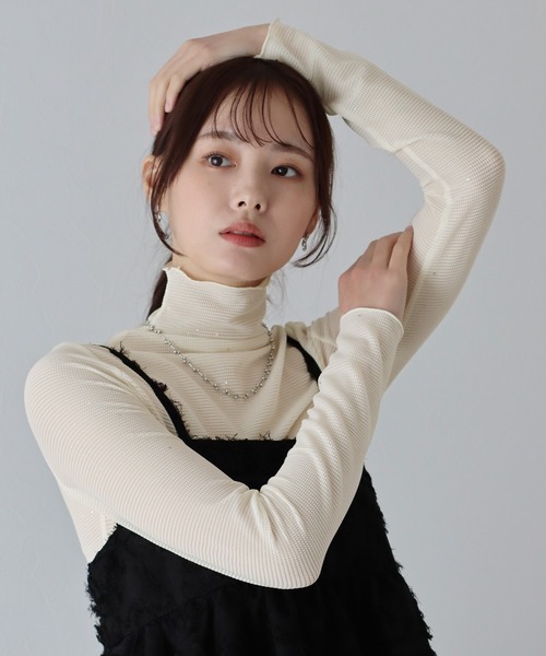 BLUEEAST（ブルーイースト）の「ラメシアートップス（Tシャツ/カットソー・レディース・ベージュ/ホワイト/ブラウン/ブラック・MEDIUM）」の21枚目の写真