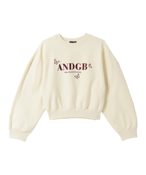 ANDGEEBEE（アンジービー）の「バタフライロゴ裏起毛スウェット（スウェット・レディース・アイボリー/ブルー・FREE）」の7枚目の写真