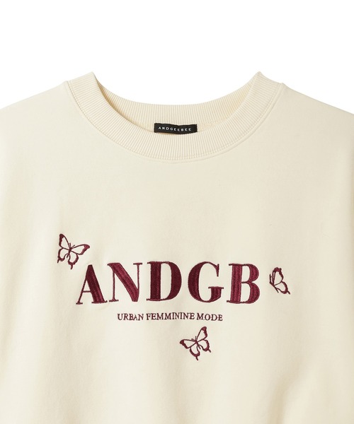 ANDGEEBEE（アンジービー）の「バタフライロゴ裏起毛スウェット（スウェット・レディース・アイボリー/ブルー・FREE）」の9枚目の写真