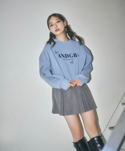 ANDGEEBEE（アンジービー）の「バタフライロゴ裏起毛スウェット（スウェット・レディース・アイボリー/ブルー・FREE）」の11枚目の写真