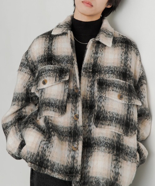 DOLCE&GABBANA/オンブレチェック/ボア/ランチジャケット DOLCE&GABBANA/オンブレチェック/ボア/ランチジャケット DOLCE&GABBANA