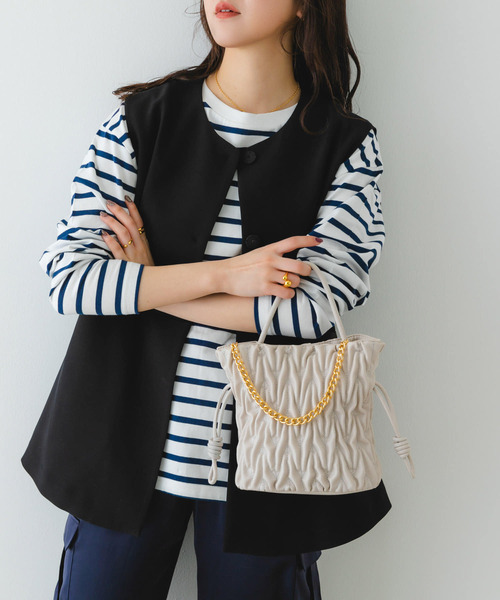 RODE SKO（ロデスコ）の「チェーンドロストバッグ（ハンドバッグ・レディース・イエロー/オフホワイト/ライトブルー・ONE）」の12枚目の写真