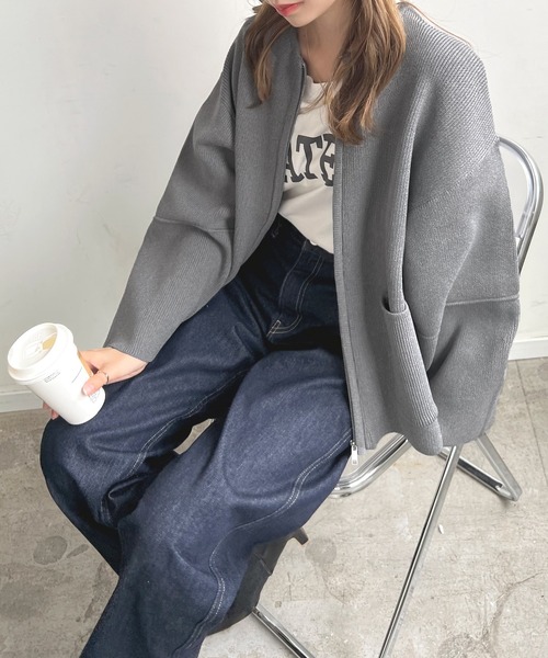 Futier land(フューティアランド)の「ランタンスリーブブルゾン(カーディガン/ボレロ・レディース・ブラック/ネイビー/杢グレー/アイボリー・FREE)」の20枚目の写真