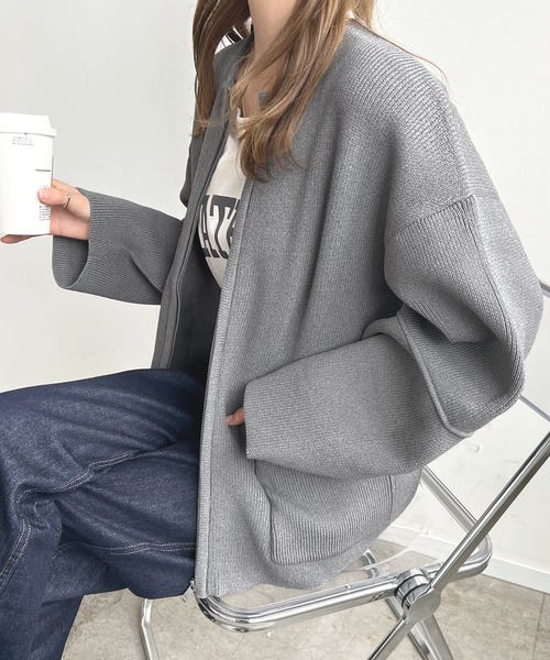 Futier land(フューティアランド)の「ランタンスリーブブルゾン(カーディガン/ボレロ・レディース・ブラック/ネイビー/杢グレー/アイボリー・FREE)」の22枚目の写真
