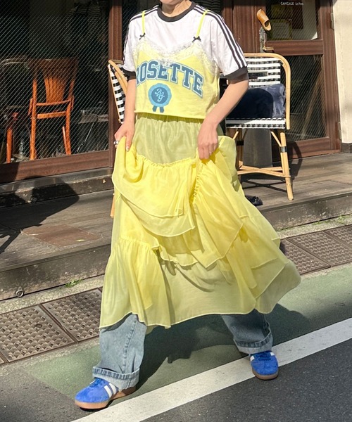 Alley by w closet（アリーバイダブルクローゼット）の「【Alley】プリントレースキャミ（キャミソール・レディース・イエロー/グレー・FREE）」の3枚目の写真