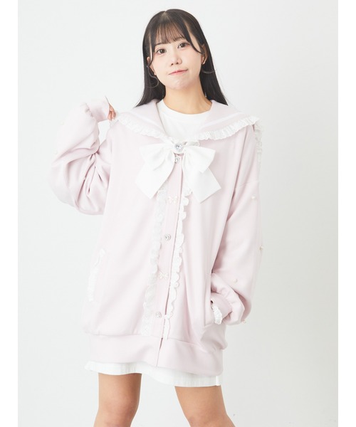 Ank Rouge(アンクルージュ)の「リボンハートパーツセーラーパーカー(パーカー・レディース・ブラック/ホワイト/ピンク・M)」の5枚目の写真