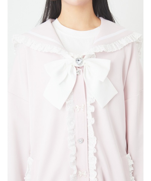 Ank Rouge(アンクルージュ)の「リボンハートパーツセーラーパーカー(パーカー・レディース・ブラック/ホワイト/ピンク・M)」の7枚目の写真