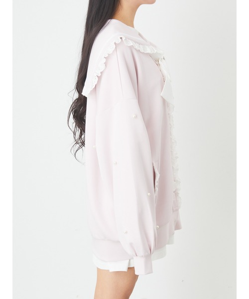 Ank Rouge(アンクルージュ)の「リボンハートパーツセーラーパーカー(パーカー・レディース・ブラック/ホワイト/ピンク・M)」の10枚目の写真