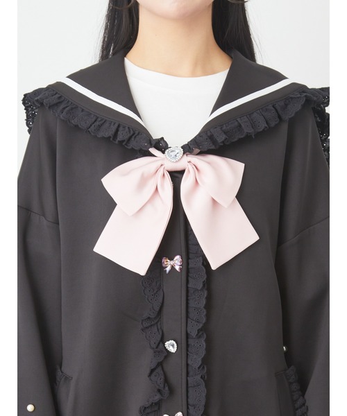 Ank Rouge(アンクルージュ)の「リボンハートパーツセーラーパーカー(パーカー・レディース・ブラック/ホワイト/ピンク・M)」の13枚目の写真