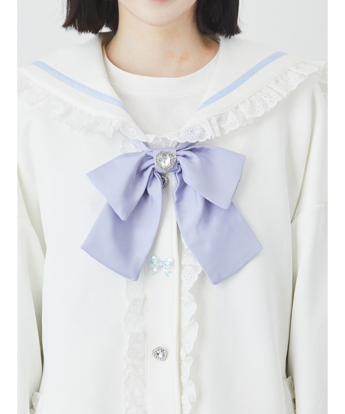 Ank Rouge(アンクルージュ)の「リボンハートパーツセーラーパーカー(パーカー・レディース・ブラック/ホワイト/ピンク・M)」の14枚目の写真