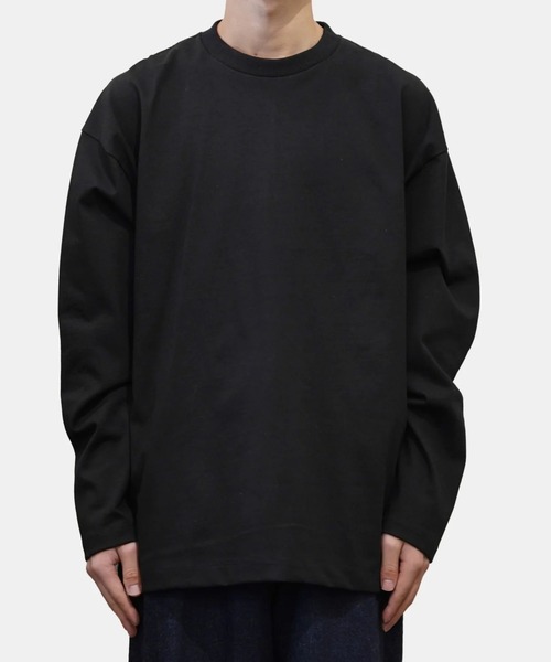 ATON(エイトン)の「【ATON】 AIR SPINNING OVERSIZED LONG SLEEVE T-SHIRT(Tシャツ/カットソー・メンズ・ブラック/ホワイト・4/6)」の2枚目の写真