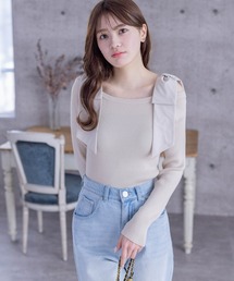 clear | ショルダービックリボンリブニットトップス≪2024SS新作≫(ニット/セーター)