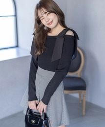 clear | ショルダービックリボンリブニットトップス≪2024SS新作≫(ニット/セーター)