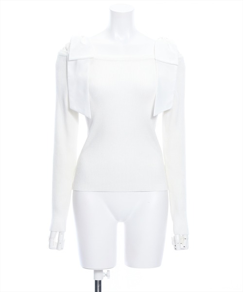 clear(クリア)の「ショルダービックリボンリブニットトップス≪2024SS新作≫(ニット/セーター・レディース・ブラック/ベージュ/オフホワイト/ピンク・F)」の22枚目の写真