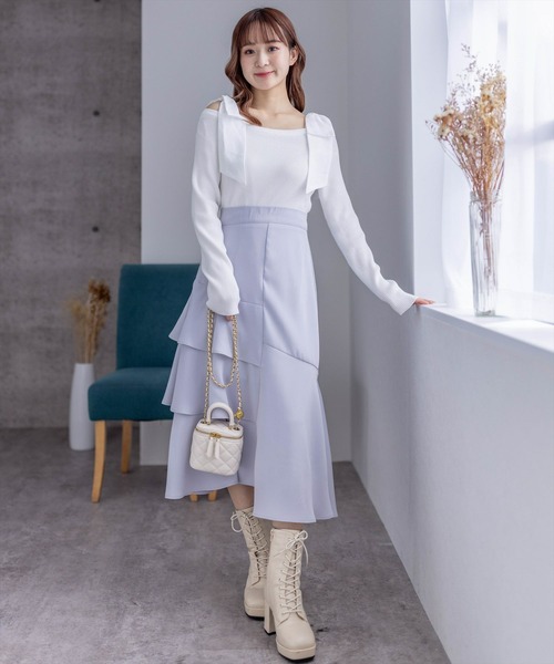 clear(クリア)の「ショルダービックリボンリブニットトップス≪2024SS新作≫(ニット/セーター・レディース・ブラック/ベージュ/オフホワイト/ピンク・F)」の17枚目の写真