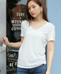 AZUL by moussy | TC天竺BCヨーク切替V/N半袖PO(Tシャツ/カットソー)