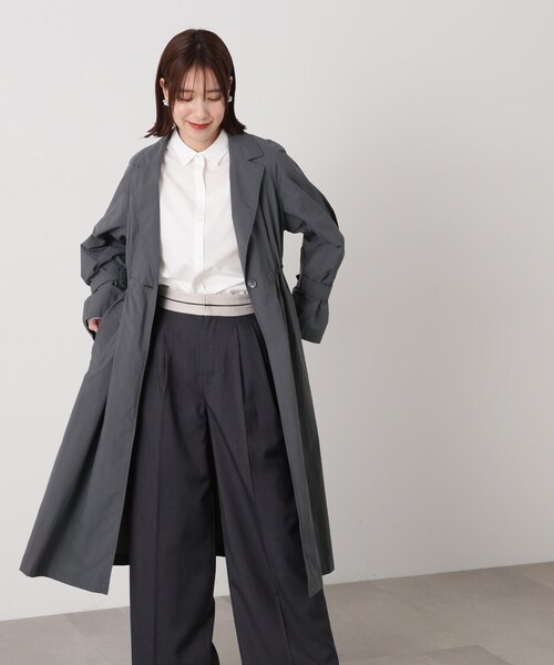 N.（N. Natural Beauty Basic）（エヌエヌナチュラルビューティーベーシック）の「◆ナイロンタフタロングコート（その他アウター・レディース・チャコールグレー/アイボリー・MEDIUM）」の4枚目の写真