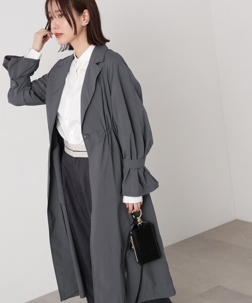 N.（N. Natural Beauty Basic）（エヌエヌナチュラルビューティーベーシック）の「◆ナイロンタフタロングコート（その他アウター・レディース・チャコールグレー/アイボリー・MEDIUM）」の7枚目の写真