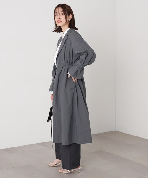 N.（N. Natural Beauty Basic）（エヌエヌナチュラルビューティーベーシック）の「◆ナイロンタフタロングコート（その他アウター・レディース・チャコールグレー/アイボリー・MEDIUM）」の10枚目の写真