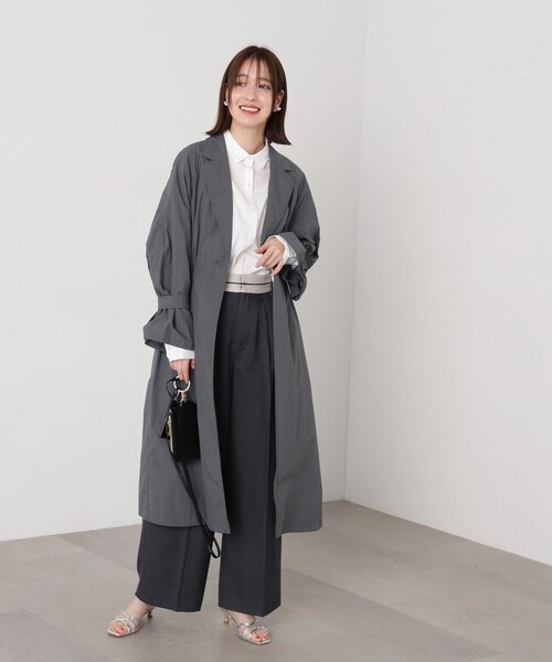 N.（N. Natural Beauty Basic）（エヌエヌナチュラルビューティーベーシック）の「◆ナイロンタフタロングコート（その他アウター・レディース・チャコールグレー/アイボリー・MEDIUM）」の11枚目の写真