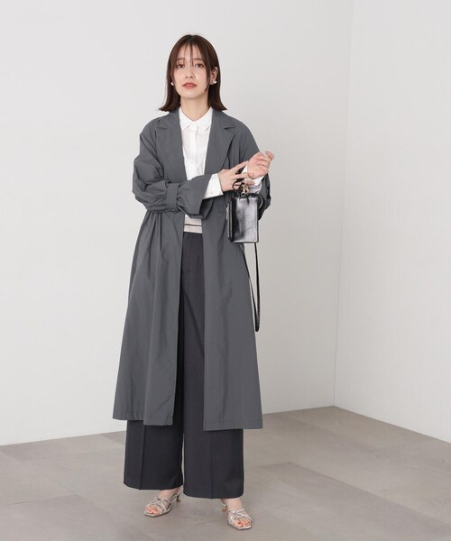 N.（N. Natural Beauty Basic）（エヌエヌナチュラルビューティーベーシック）の「◆ナイロンタフタロングコート（その他アウター・レディース・チャコールグレー/アイボリー・MEDIUM）」の12枚目の写真