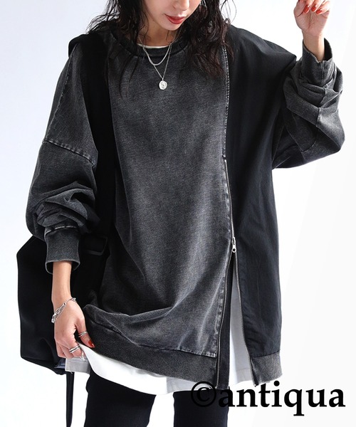 antiqua（アンティカ）の「切替えナイロントップス（Tシャツ/カットソー・レディース・ブルー/ブラック・FREE）」の2枚目の写真