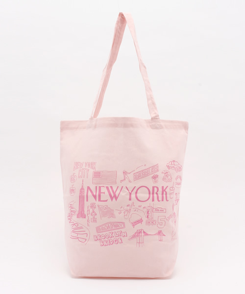 WEGO（ウィゴー）の「WEGO/NYC柄トートバッグ（トートバッグ・レディース・イエロー/パープル/ピンク/ホワイト/サックスブルー/ブラック・FREE）」の6枚目の写真