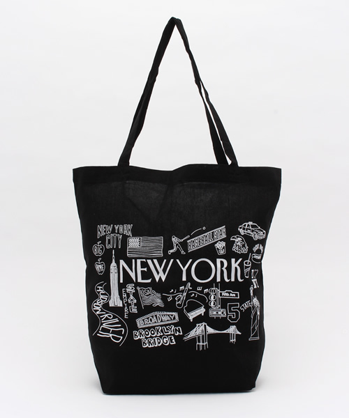 WEGO（ウィゴー）の「WEGO/NYC柄トートバッグ（トートバッグ・レディース・イエロー/パープル/ピンク/ホワイト/サックスブルー/ブラック・FREE）」の3枚目の写真