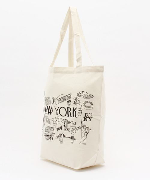 WEGO（ウィゴー）の「WEGO/NYC柄トートバッグ（トートバッグ・レディース・イエロー/パープル/ピンク/ホワイト/サックスブルー/ブラック・FREE）」の9枚目の写真