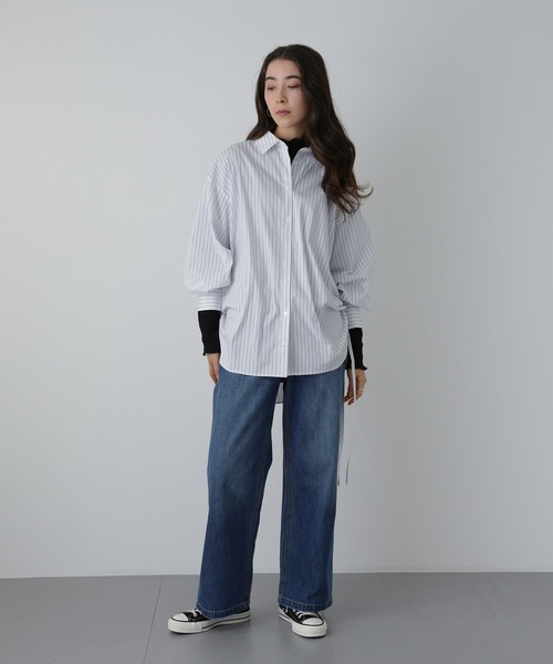 saloon(サルーン)の「SALOON(サルーン)/ サイドリボンシャツ【洗濯機洗い可】(シャツ/ブラウス・レディース・ホワイト/ホワイト系その他/ブルー系その他/ライトブルー・FREE)」の14枚目の写真