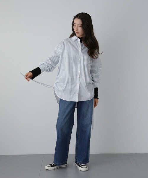 saloon(サルーン)の「SALOON(サルーン)/ サイドリボンシャツ【洗濯機洗い可】(シャツ/ブラウス・レディース・ホワイト/ホワイト系その他/ブルー系その他/ライトブルー・FREE)」の10枚目の写真