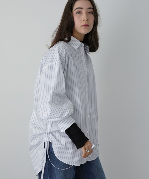 saloon(サルーン)の「SALOON(サルーン)/ サイドリボンシャツ【洗濯機洗い可】(シャツ/ブラウス・レディース・ホワイト/ホワイト系その他/ブルー系その他/ライトブルー・FREE)」の9枚目の写真