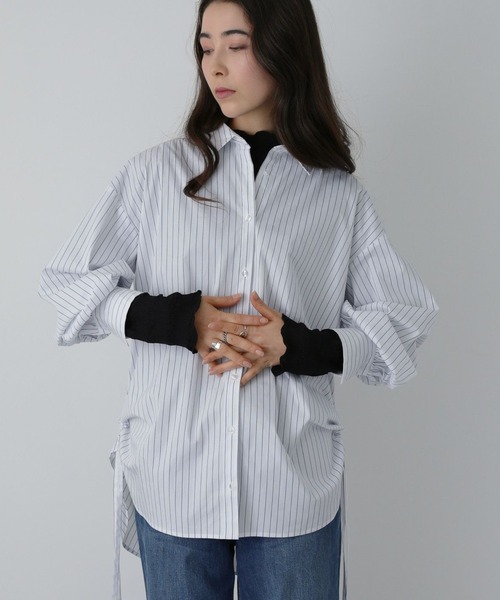 saloon(サルーン)の「SALOON(サルーン)/ サイドリボンシャツ【洗濯機洗い可】(シャツ/ブラウス・レディース・ホワイト/ホワイト系その他/ブルー系その他/ライトブルー・FREE)」の12枚目の写真