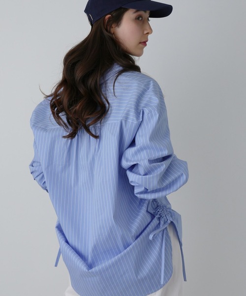 saloon(サルーン)の「SALOON(サルーン)/ サイドリボンシャツ【洗濯機洗い可】(シャツ/ブラウス・レディース・ホワイト/ホワイト系その他/ブルー系その他/ライトブルー・FREE)」の7枚目の写真