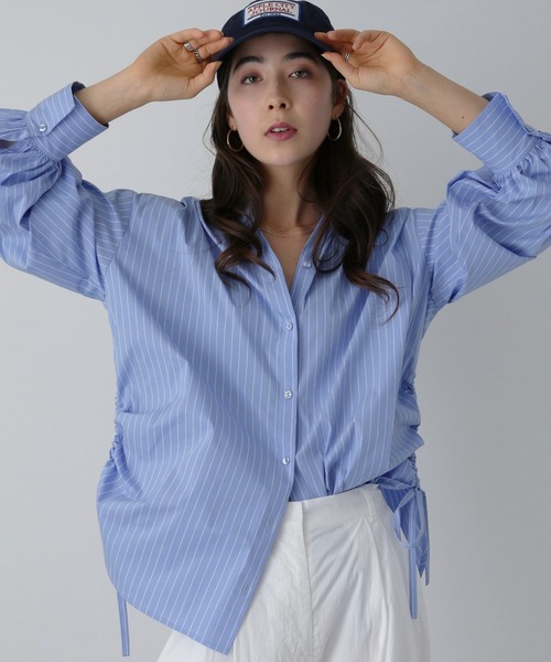 saloon(サルーン)の「SALOON(サルーン)/ サイドリボンシャツ【洗濯機洗い可】(シャツ/ブラウス・レディース・ホワイト/ホワイト系その他/ブルー系その他/ライトブルー・FREE)」の8枚目の写真