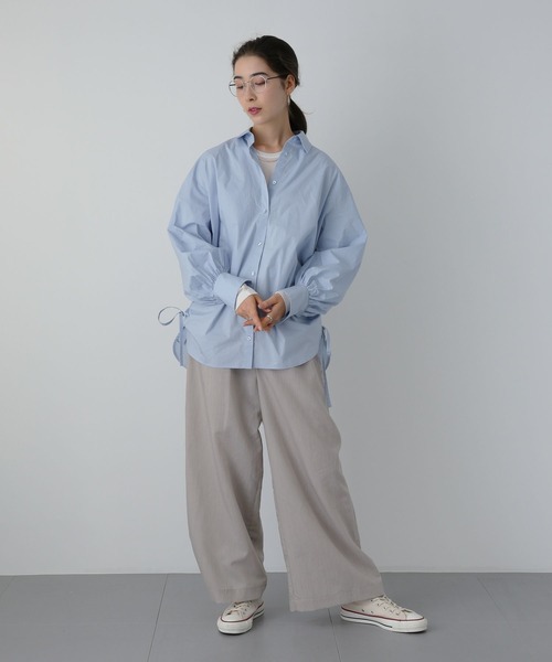 saloon(サルーン)の「SALOON(サルーン)/ サイドリボンシャツ【洗濯機洗い可】(シャツ/ブラウス・レディース・ホワイト/ホワイト系その他/ブルー系その他/ライトブルー・FREE)」の17枚目の写真