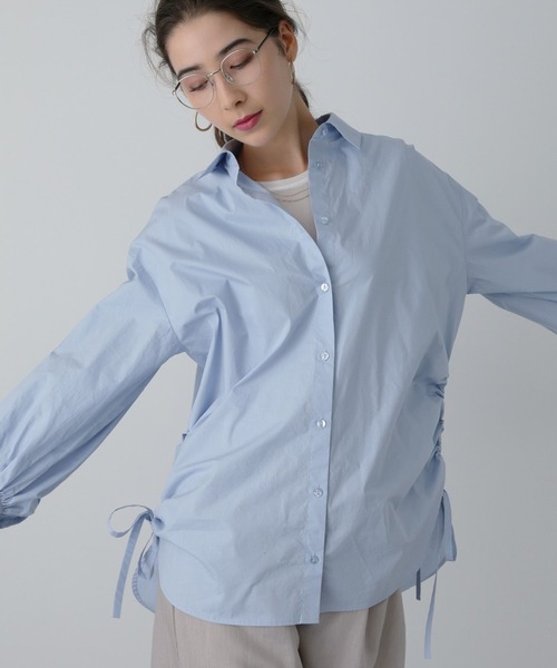 saloon(サルーン)の「SALOON(サルーン)/ サイドリボンシャツ【洗濯機洗い可】(シャツ/ブラウス・レディース・ホワイト/ホワイト系その他/ブルー系その他/ライトブルー・FREE)」の16枚目の写真