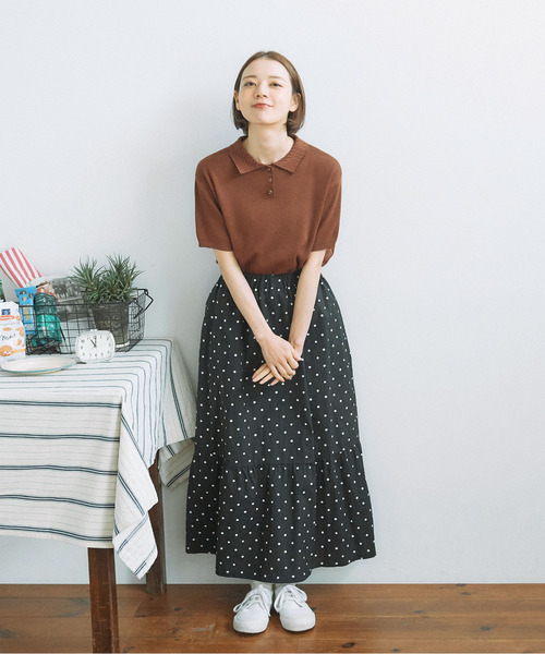 PAR ICI(パーリッシィ)の「【WEB別注カラー】強撚綿 ケーブル襟ポロシャツ(ポロシャツ・レディース・サックスブルー/ダークブラウン/アイボリー/ピンク/ネイビー/オレンジ/ブルー・FREE)」の22枚目の写真