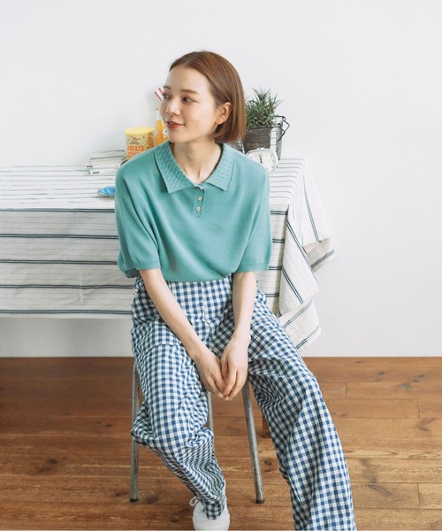 PAR ICI(パーリッシィ)の「【WEB別注カラー】強撚綿 ケーブル襟ポロシャツ(ポロシャツ・レディース・サックスブルー/ダークブラウン/アイボリー/ピンク/ネイビー/オレンジ/ブルー・FREE)」の13枚目の写真