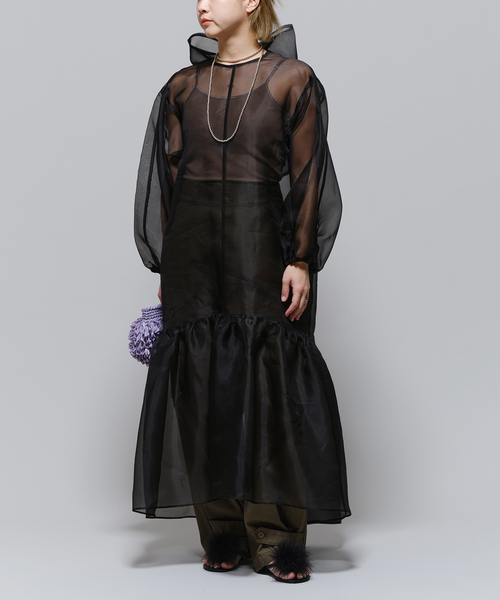 IENA LA BOUCLE（イエナラブークル）の「IENA LA BOUCLE シルクオーガンジーL/Wドレス（ワンピース・レディース・ブラック・FREE）」の10枚目の写真