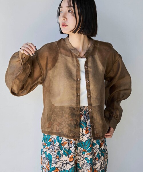 セール】ヒョウ柄ジャガードシアークロップドシャツ（シャツ/ブラウス