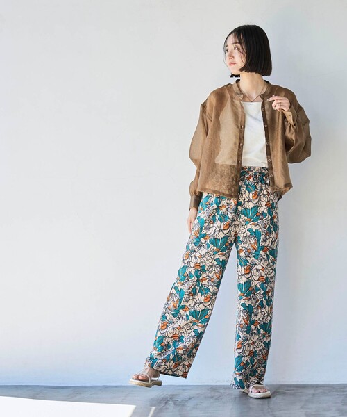 coen(コーエン)の「ヒョウ柄ジャガードシアークロップドシャツ(シャツ/ブラウス・レディース・モカ/ダークグレー・L/M)」の5枚目の写真